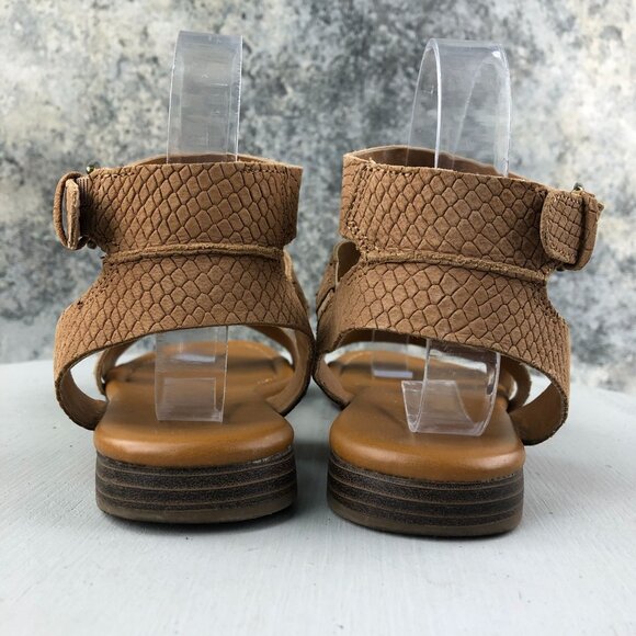 Franco Sarto Women's Size 7.5** Tan Leather Snake Embossed Flats Sandals - Picture 8 of 13